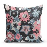 - Rh-K10439-Gorsel1 - Realhomes  Özel Tasarım Çiçek Yaprakları Dijital Baskılı Modern Yastık Kırlent Kılıfı Realhomes