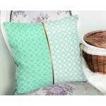 Mint Yeşili & Beyaz Ogea Desenli  Dijital Baskılı Modern Yastık Kırlent Kılıfı Realhomes