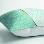 Mint Yeşili & Beyaz Ogea Desenli  Dijital Baskılı Modern Yastık Kırlent Kılıfı Realhomes