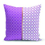 Mor & Beyaz Ogea Desenli  Dijital Baskılı Modern Yastık Kırlent Kılıfı Realhomes