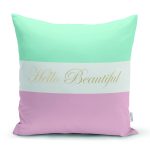 Hello Beautiful Mavi & Pembe  Dijital Baskılı Dekoratif Yastık Kırlent Kılıfı Realhomes