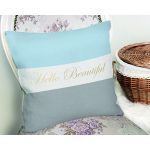 Hello Beautiful Mavi & Gri  Dijital Baskılı Dekoratif Yastık Kırlent Kılıfı Realhomes