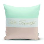 - Rh-K9285-Gorsel1 - Realhomes Hello Beautiful Mint Yeşili & Ten Rengi Dijital Baskılı Modern Yastık Kırlent Kılıfı Realhomes