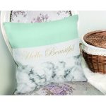 Hello Beautiful Mint Yeşili & Mermer  Dijital Baskılı Modern Yastık Kırlent Kılıfı Realhomes