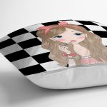 - Rh-K9294-Gorsel3 - Realhomes Dama Zeminli Fuchion Girl Tasarımlı Dijital Baskılı Modern Yastık Kırlent Kılıfı Realhomes