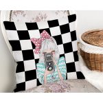 - Rh-K9298-Gorsel2 - Realhomes Dama Zeminli Fotoğraf Çeken Kız Tasarımlı Dijital Baskılı Modern Yastık Kırlent Kılıfı Realhomes