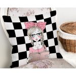 - Rh-K9300-Gorsel2 - Realhomes  Dama Zeminli Kitap Okuyan Kız Tasarımlı  Dijital Baskılı Modern Yastık Kırlent Kılıfı Realhomes