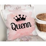 Özel Tasarım Taçlı Quenn Dijital Baskılı Dekoratif Yastık Kırlent Kılıfı Realhomes
