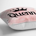 Özel Tasarım Taçlı Quenn Dijital Baskılı Dekoratif Yastık Kırlent Kılıfı Realhomes