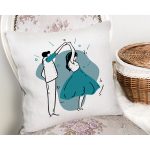 Özel Tasarım Dans Eden Çift Motifli Dijital Baskılı Dekoratif Yastık Kırlent Kılıfı Realhomes