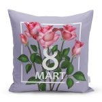 - Rh-K9360-1-Gorsel1 - Realhomes  Özel Tasarım 8 Mart Gül Tasarımlı Dijital Baskılı Modern Yastık Kırlent Kılıfı Realhomes