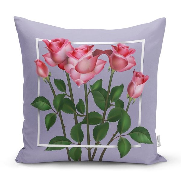 Özel Tasarım Gül Tasarımlı Dijital Baskılı Modern Yastık Kırlent Kılıfı Realhomes