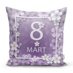 Özel Tasarım 8 Mart Gül Tasarımlı Dijital Baskılı Modern Yastık Kırlent Kılıfı Realhomes