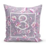 Özel Tasarım 8 Mart Gül Tasarımlı Dijital Baskılı Modern Yastık Kırlent Kılıfı Realhomes