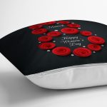 Özel Tasarım 8 March Kırmızı Gül Tasarımlı Dijital Baskılı Modern Yastık Kırlent Kılıfı Realhomes