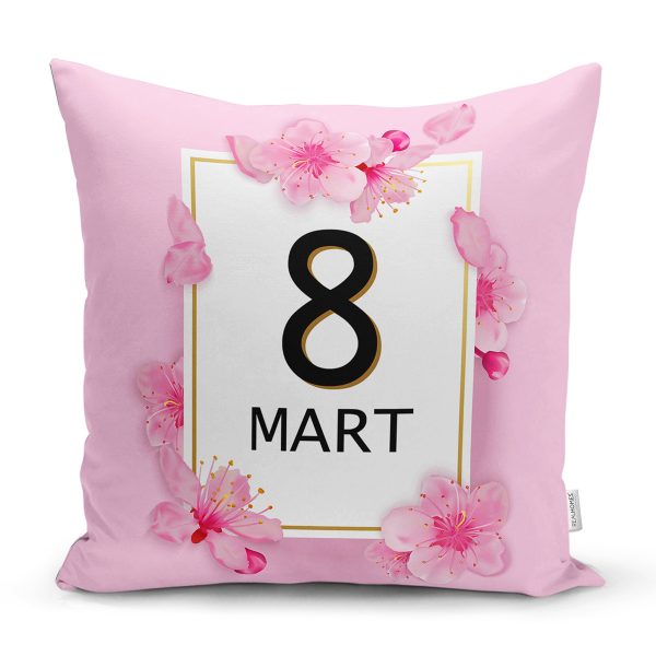 Özel Tasarım 8 March Gül Tasarımlı Dijital Baskılı Modern Yastık Kırlent Kılıfı Realhomes