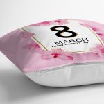 Özel Tasarım 8 March Gül Tasarımlı Dijital Baskılı Modern Yastık Kırlent Kılıfı Realhomes