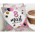 Özel Tasarım 8 Mart Renkli Puantiye Detaylı Dijital Baskılı Modern Yastık Kırlent Kılıfı Realhomes