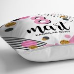 Özel Tasarım 8 Mart Renkli Puantiye Detaylı Dijital Baskılı Modern Yastık Kırlent Kılıfı Realhomes