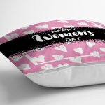 Özel Tasarım Happy Womens Day Dijital Baskılı Modern Yastık Kırlent Kılıfı Realhomes