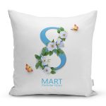 Özel Tasarım 8 Mart Çiçek Tasarımlı Dijital Baskılı Modern Yastık Kırlent Kılıfı Realhomes