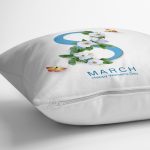 Özel Tasarım 8 March Çiçek Tasarımlı Dijital Baskılı Modern Yastık Kırlent Kılıfı Realhomes