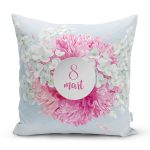 Özel Tasarım 8 Mart Ortanca Çiçeği Motifli Dijital Baskılı Modern Yastık Kırlent Kılıfı Realhomes