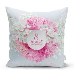 Özel Tasarım 8 March Ortanca Çiçeği Motifli Dijital Baskılı Modern Yastık Kırlent Kılıfı Realhomes