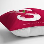 Özel Tasarım 8 March Kırmızı Gül Tasarımlı Dijital Baskılı Modern Yastık Kırlent Kılıfı Realhomes