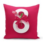 Özel Tasarım Kırmızı Gül Tasarımlı Dijital Baskılı Modern Yastık Kırlent Kılıfı Realhomes