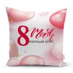 Özel Tasarım 8 Mart Balon Desenli Dijital Baskılı Modern Yastık Kırlent Kılıfı Realhomes