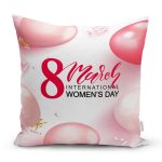 Özel Tasarım 8 March Balon Desenli Dijital Baskılı Modern Yastık Kırlent Kılıfı Realhomes