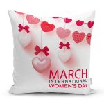 Özel Tasarım 8 March Kalp Tasarımlı Dijital Baskılı Modern Yastık Kırlent Kılıfı Realhomes