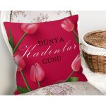 Özel Tasarım Gül Temalı Dünya Kadınlar Günü Dijital Baskılı Modern Yastık Kırlent Kılıfı Realhomes