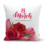 Özel Tasarım 8 March Gül Desenli Dijital Baskılı Modern Yastık Kırlent Kılıfı Realhomes