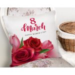 Özel Tasarım 8 March Gül Desenli Dijital Baskılı Modern Yastık Kırlent Kılıfı Realhomes