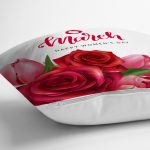 Özel Tasarım 8 March Gül Desenli Dijital Baskılı Modern Yastık Kırlent Kılıfı Realhomes