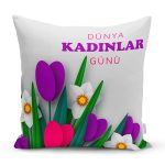 - Rh-K9381-1-Gorsel1 - Realhomes  Özel Tasarım Kadınlar Günü Çiçek Desenli Dijital Baskılı Modern Yastık Kırlent Kılıfı Realhomes