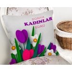 - Rh-K9381-1-Gorsel2 - Realhomes  Özel Tasarım Kadınlar Günü Çiçek Desenli Dijital Baskılı Modern Yastık Kırlent Kılıfı Realhomes
