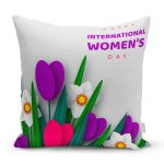 Özel Tasarım Women' Day Çiçek Desenli Dijital Baskılı Modern Yastık Kırlent Kılıfı Realhomes