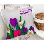 Özel Tasarım Women' Day Çiçek Desenli Dijital Baskılı Modern Yastık Kırlent Kılıfı Realhomes