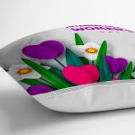 Özel Tasarım Women' Day Çiçek Desenli Dijital Baskılı Modern Yastık Kırlent Kılıfı Realhomes