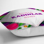 Özel Tasarım Kadınlar Günü Çiçek Desenli Dijital Baskılı Modern Yastık Kırlent Kılıfı Realhomes