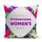 Özel Tasarım Women' Day Çiçek Desenli Dijital Baskılı Modern Yastık Kırlent Kılıfı Realhomes