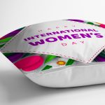 Özel Tasarım Women' Day Çiçek Desenli Dijital Baskılı Modern Yastık Kırlent Kılıfı Realhomes