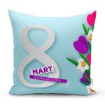 Özel Tasarım 8 Mart Çiçek Desenli Dijital Baskılı Modern Yastık Kırlent Kılıfı Realhomes