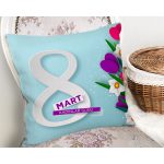 Özel Tasarım 8 Mart Çiçek Desenli Dijital Baskılı Modern Yastık Kırlent Kılıfı Realhomes