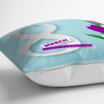 Özel Tasarım 8 March Çiçek Desenli Dijital Baskılı Modern Yastık Kırlent Kılıfı Realhomes