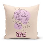 - Rh-K9384-1-Gorsel1 - Realhomes Özel Tasarım 8 Mart Kadın Silüetli Dijital Baskılı Modern Yastık Kırlent Kılıfı Realhomes