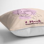 Özel Tasarım 8 March Kadın Silüetli Dijital Baskılı Modern Yastık Kırlent Kılıfı Realhomes